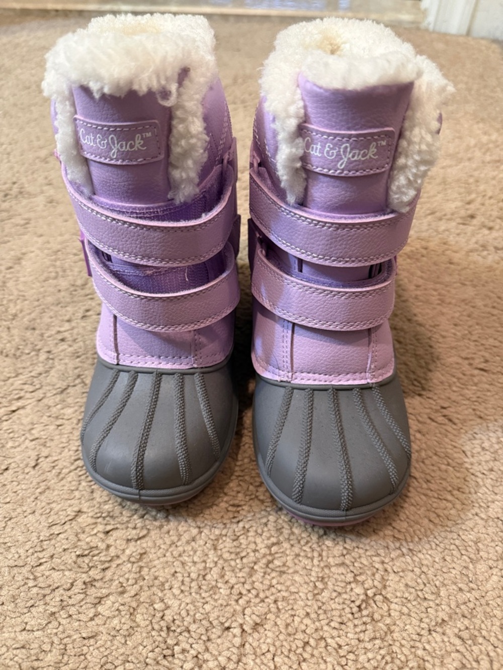Cat & Jack Lavender and Gray Kids Fleece Winter Boots
